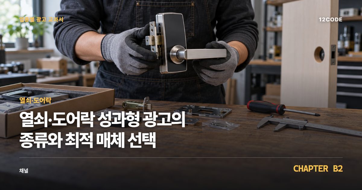 열쇠·도어락 업종별 광고 교과서 B2장, 성과형 광고의 종류와 최적 매체 선택을 안내하는 표지 이미지