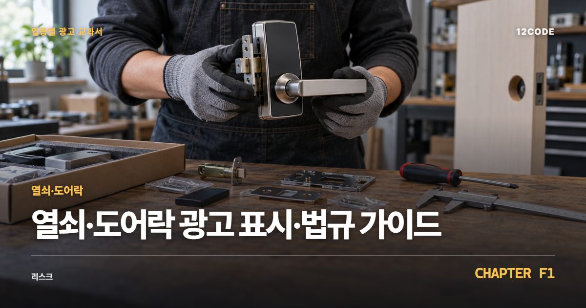 열쇠·도어락 업종별 광고 교과서 F1장, 광고 표시·법규 가이드을 안내하는 표지 이미지