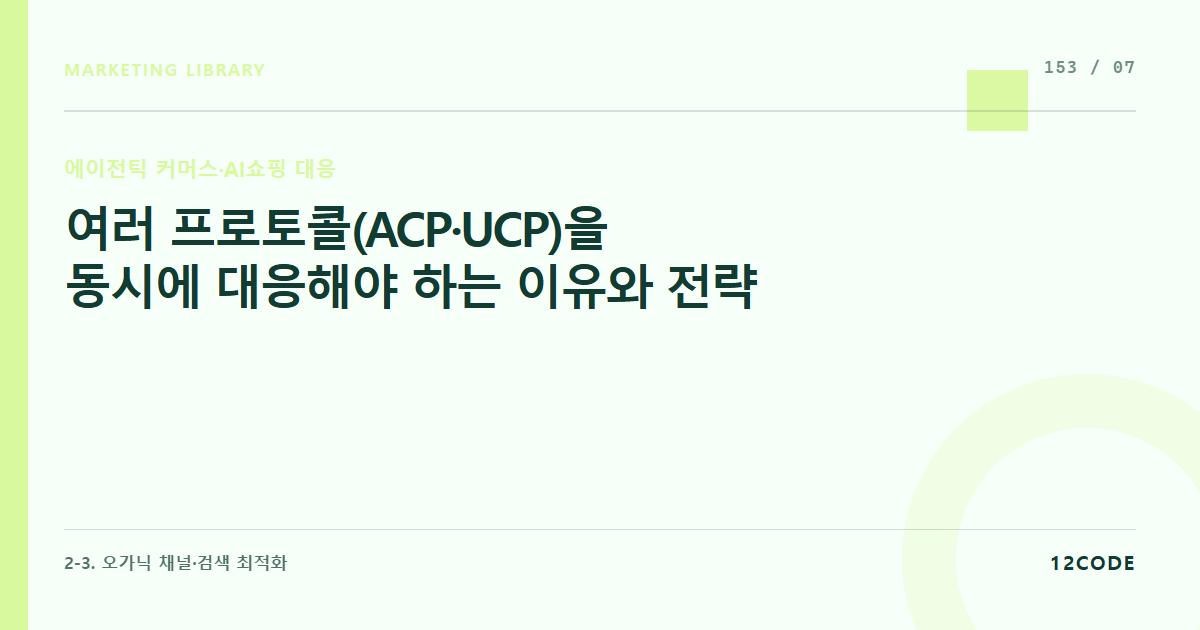 12code 라이브러리 아티클 표지. 여러 프로토콜(ACP·UCP)을 동시에 대응해야 하는 이유와 전략