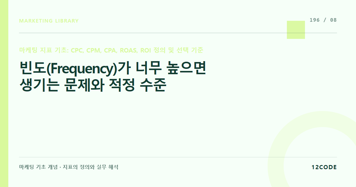 12code 라이브러리 아티클 표지. 빈도(Frequency)가 너무 높으면 생기는 문제와 적정 수준