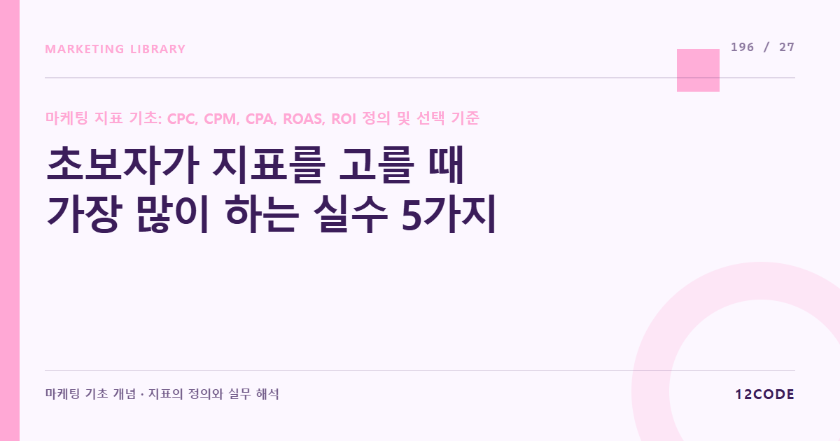 12code 라이브러리 아티클 표지. 초보자가 지표를 고를 때 가장 많이 하는 실수 5가지