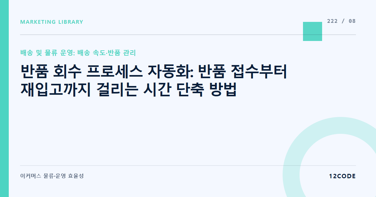 12code 라이브러리 아티클 표지. 반품 회수 프로세스 자동화: 반품 접수부터 재입고까지 걸리는 시간 단축 방법