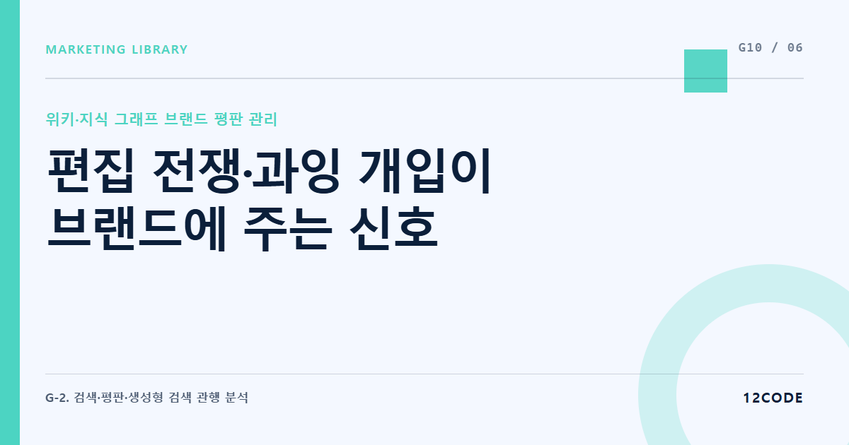 12code 라이브러리 아티클 표지. 편집 전쟁·과잉 개입이 브랜드에 주는 신호