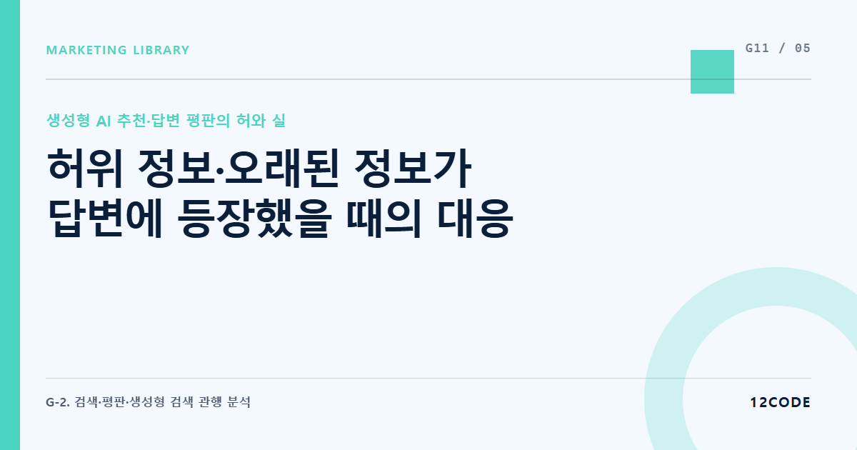 12code 라이브러리 아티클 표지. 허위 정보·오래된 정보가 답변에 등장했을 때의 대응