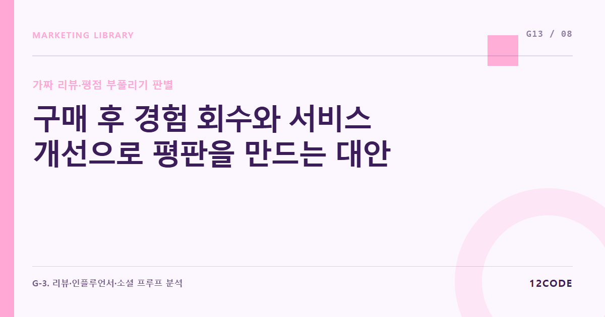 12code 라이브러리 아티클 표지. 구매 후 경험 회수와 서비스 개선으로 평판을 만드는 대안