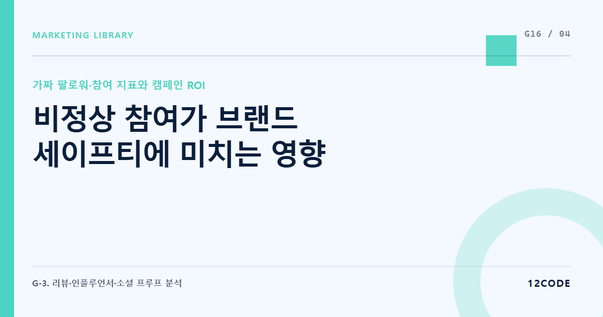 12code 라이브러리 아티클 표지. 비정상 참여가 브랜드 세이프티에 미치는 영향