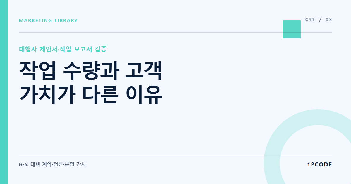 12code 라이브러리 아티클 표지. 작업 수량과 고객 가치가 다른 이유