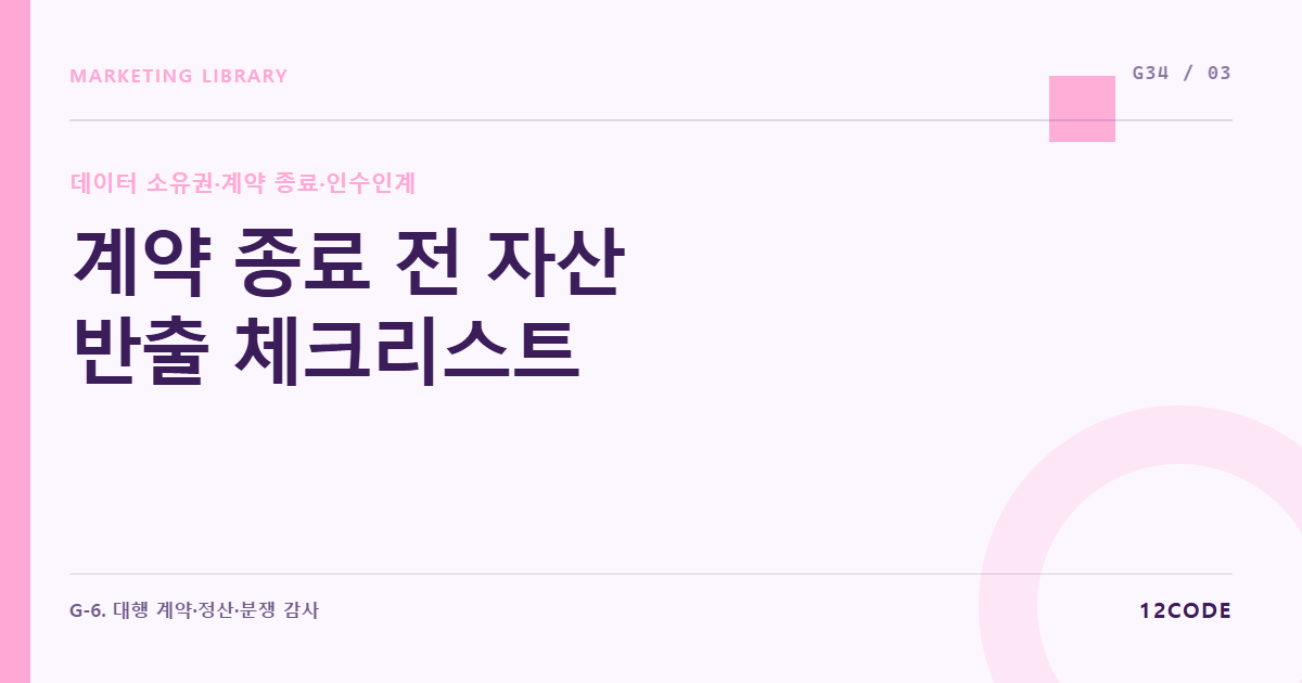 12code 라이브러리 아티클 표지. 계약 종료 전 자산 반출 체크리스트